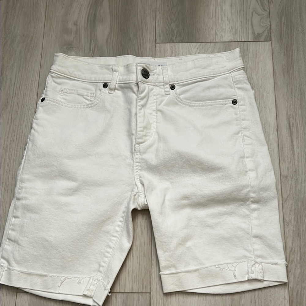 LOFT White Jean Shorts Bermuda Style